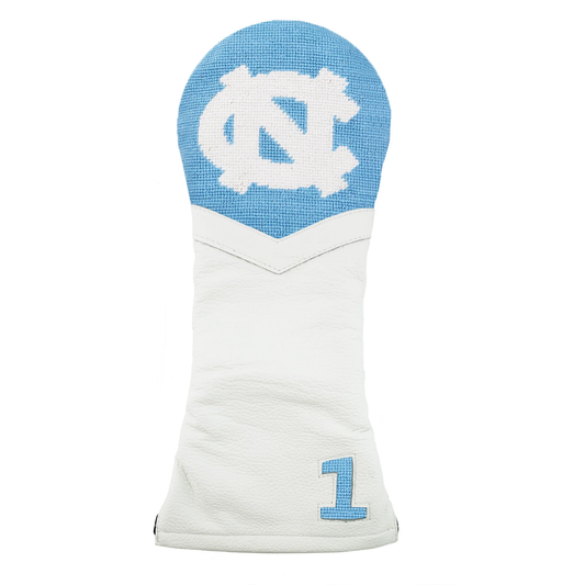 UNC Driver Headcover with Carolina Blue Needlepoint and White Leather