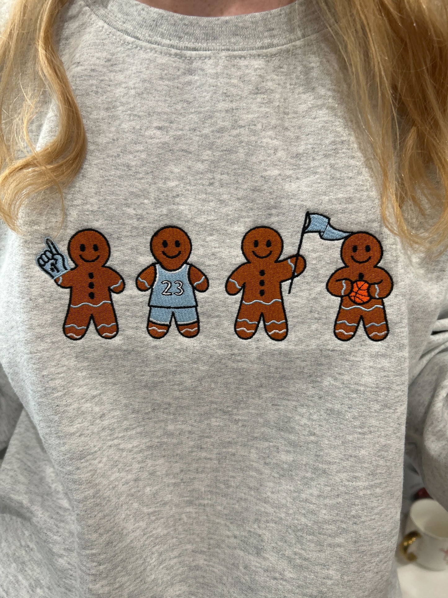 Carolina Fan Gingerbread Adult Embroidered Sweatshirt for Christmas