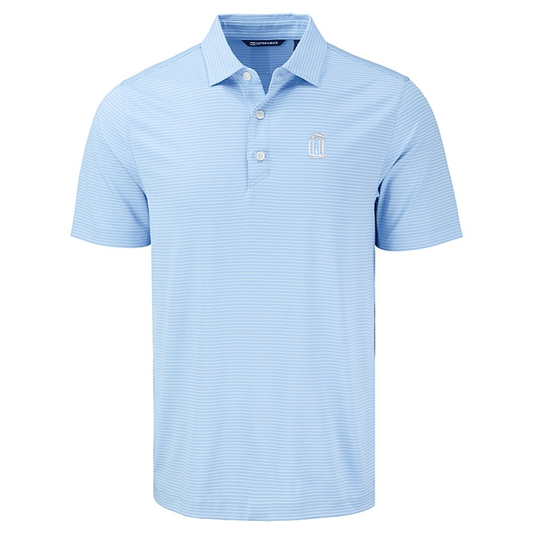 UNC Old Well Logo Forge Eco Fine Striped Polo by Cutter and Buck