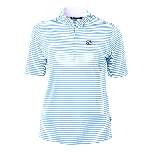 UNC Embroidered Logo Cutter & Buck Virtue Eco Pique Stripe Recycled Womens Top