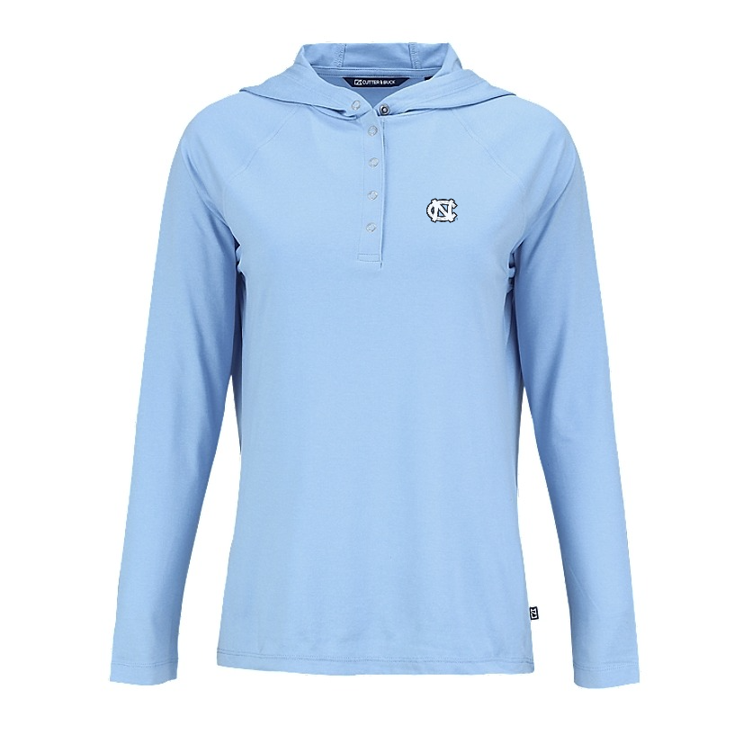 UNC Embroidered Logo Cutter & Buck Coastline Epic Comfort Recycled Womens Hooded Shirt
