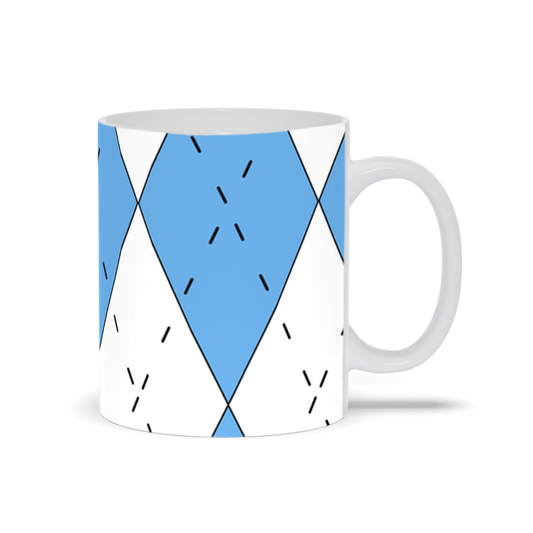 Carolina Blue and White Argyle Ceramic Mug