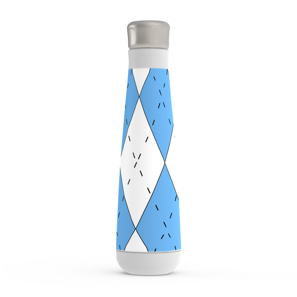 Carolina Blue and White Argyle Peristyle Water Bottle