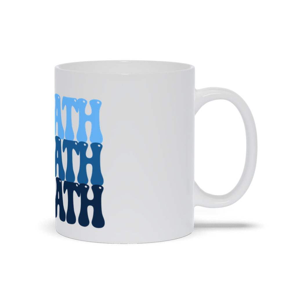 GDTBATH Coffee Mug in white with Carolina Blue Groovy Letters