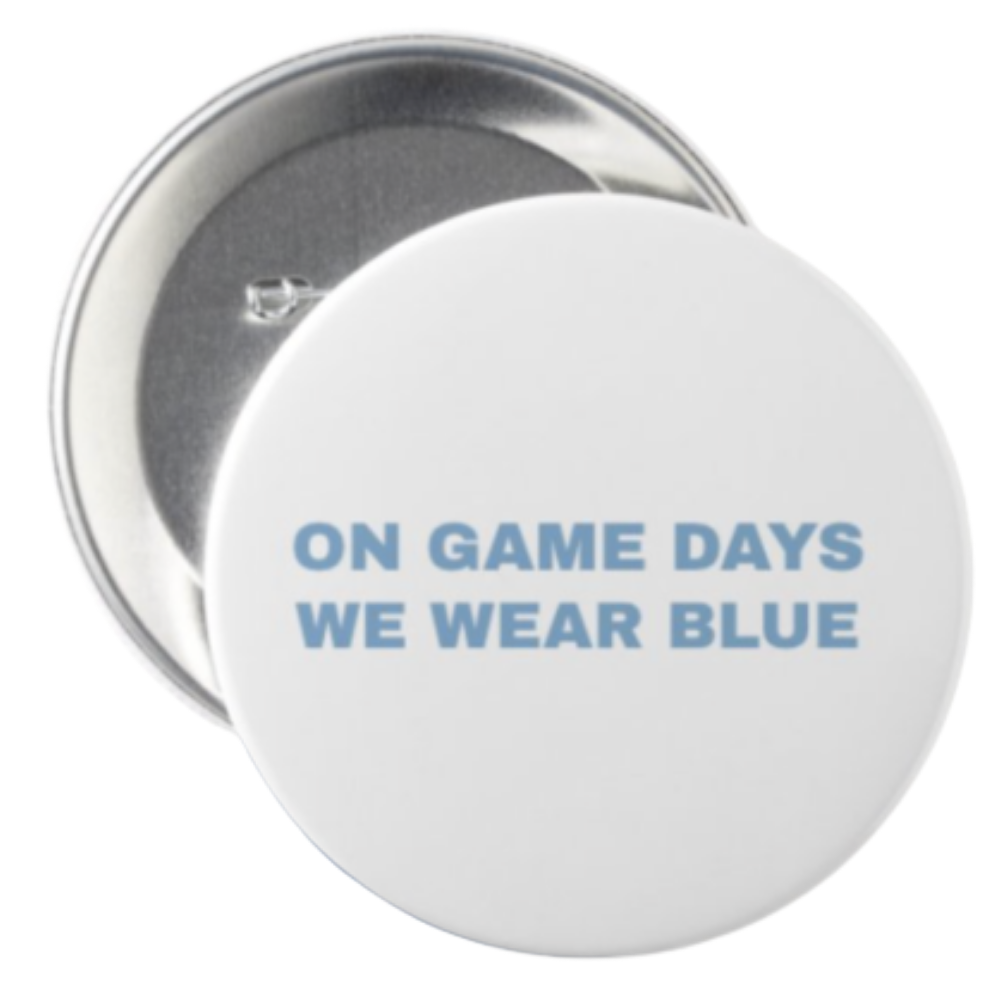 3 inch Wear Blue Button Pin by Shrunken Head Brand - Main View - Shrunken Head