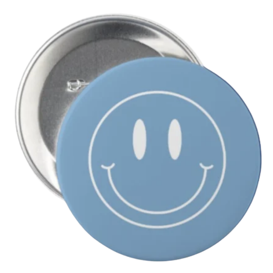 3 inch Smile Face Buttons Pin by Shrunken Head Brand