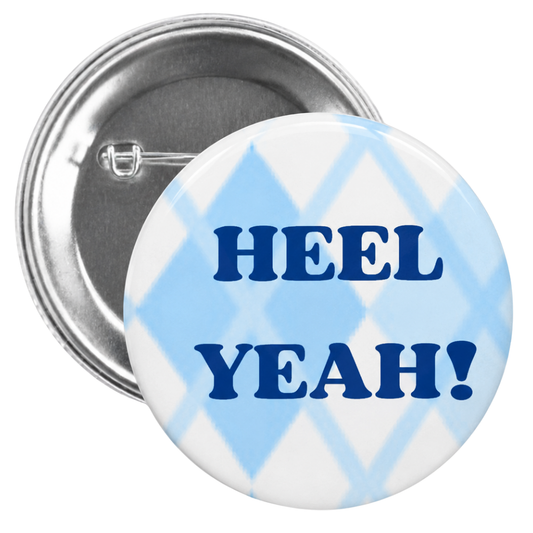 3 inch Heel Yeah Argyle Button Pin by Shrunken Head Brand