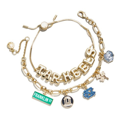 University of North Carolina Two-Piece Charm and Slogan Bracelet Set