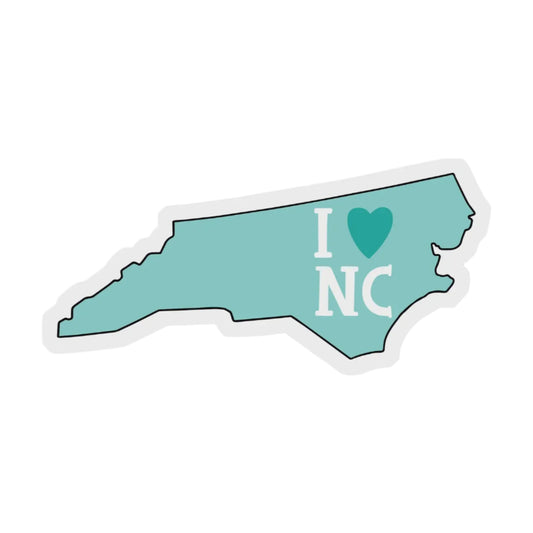 I Love North Carolina Teal Sticker