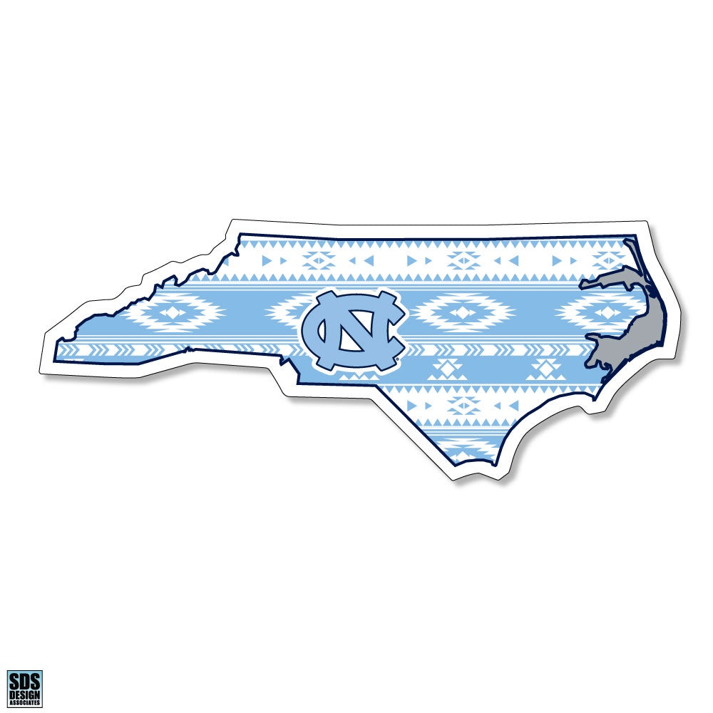 UNC Tar Heels Aztec State Decal Sticker 3"