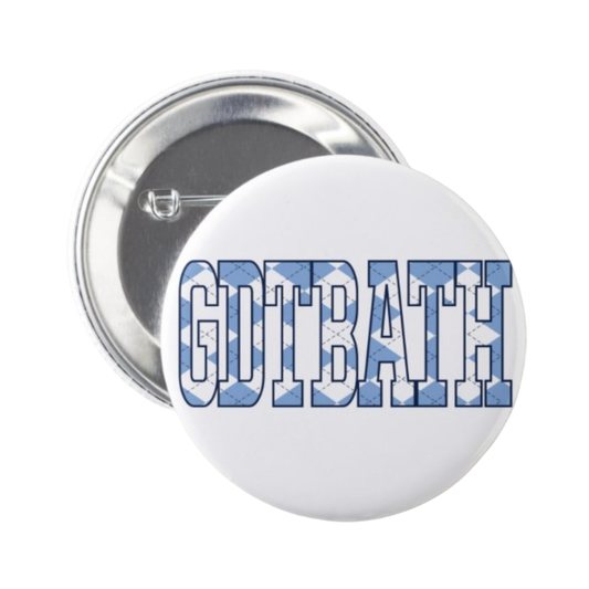 GDTBATH Argyle Button Pin by Shrunken Head Brand (Good Day to be a Tar Heel)
