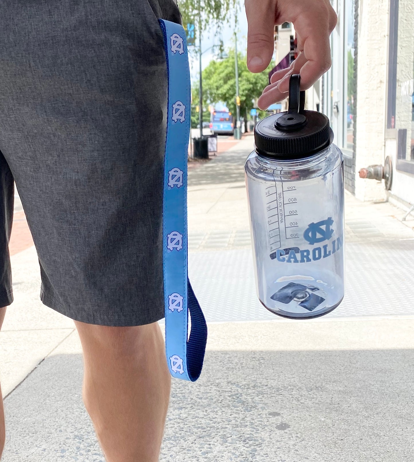 UNC Lanyard with Keychain Release Clip in Carolina Blue Embroidery