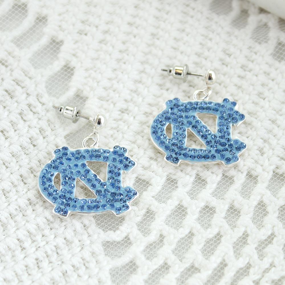 North Carolina Tar Heels Crystal Logo Earrings