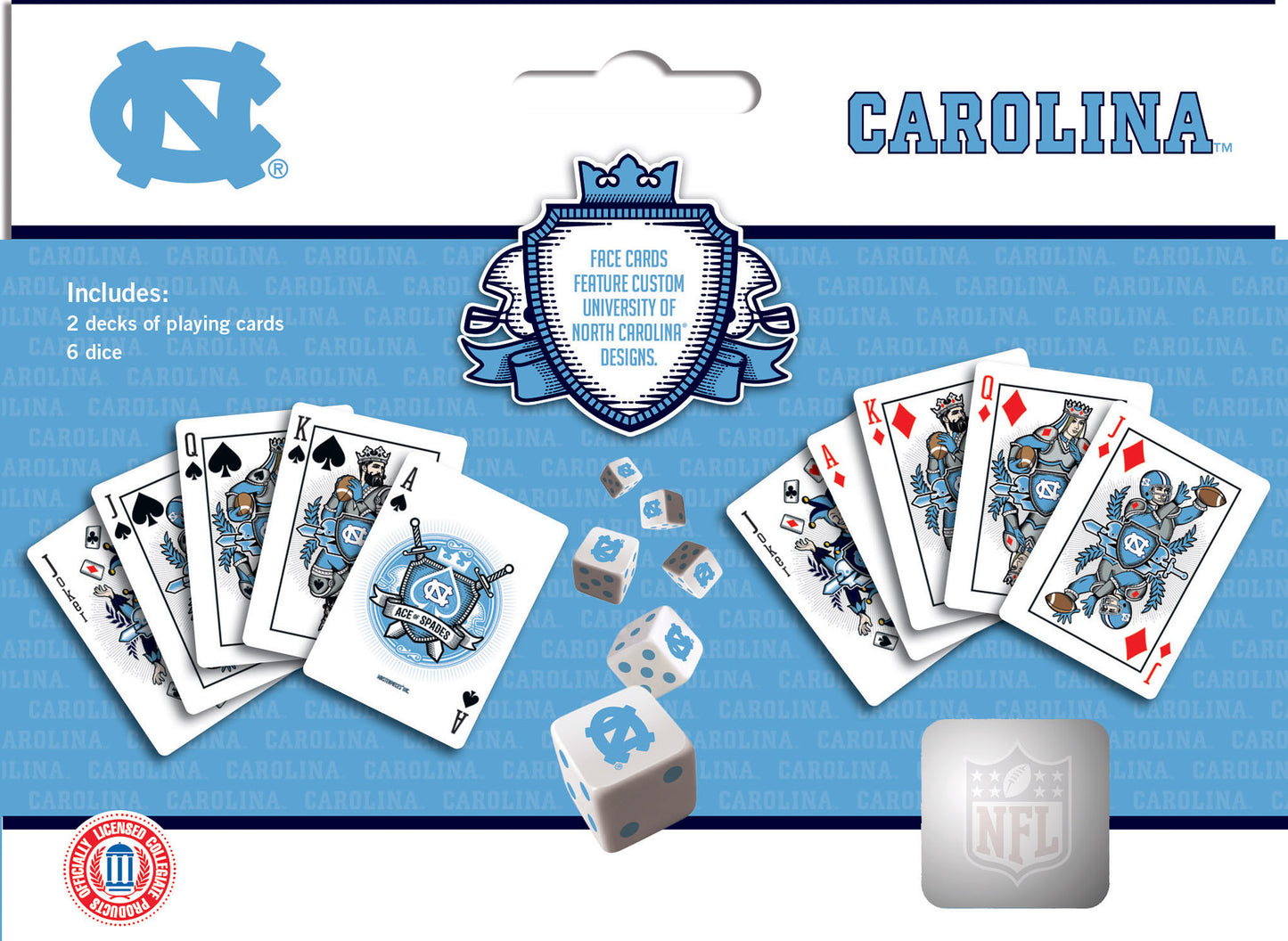 North Carolina 2-pack Playing Cards & Dice Set from Masterpieces Offically Licensed