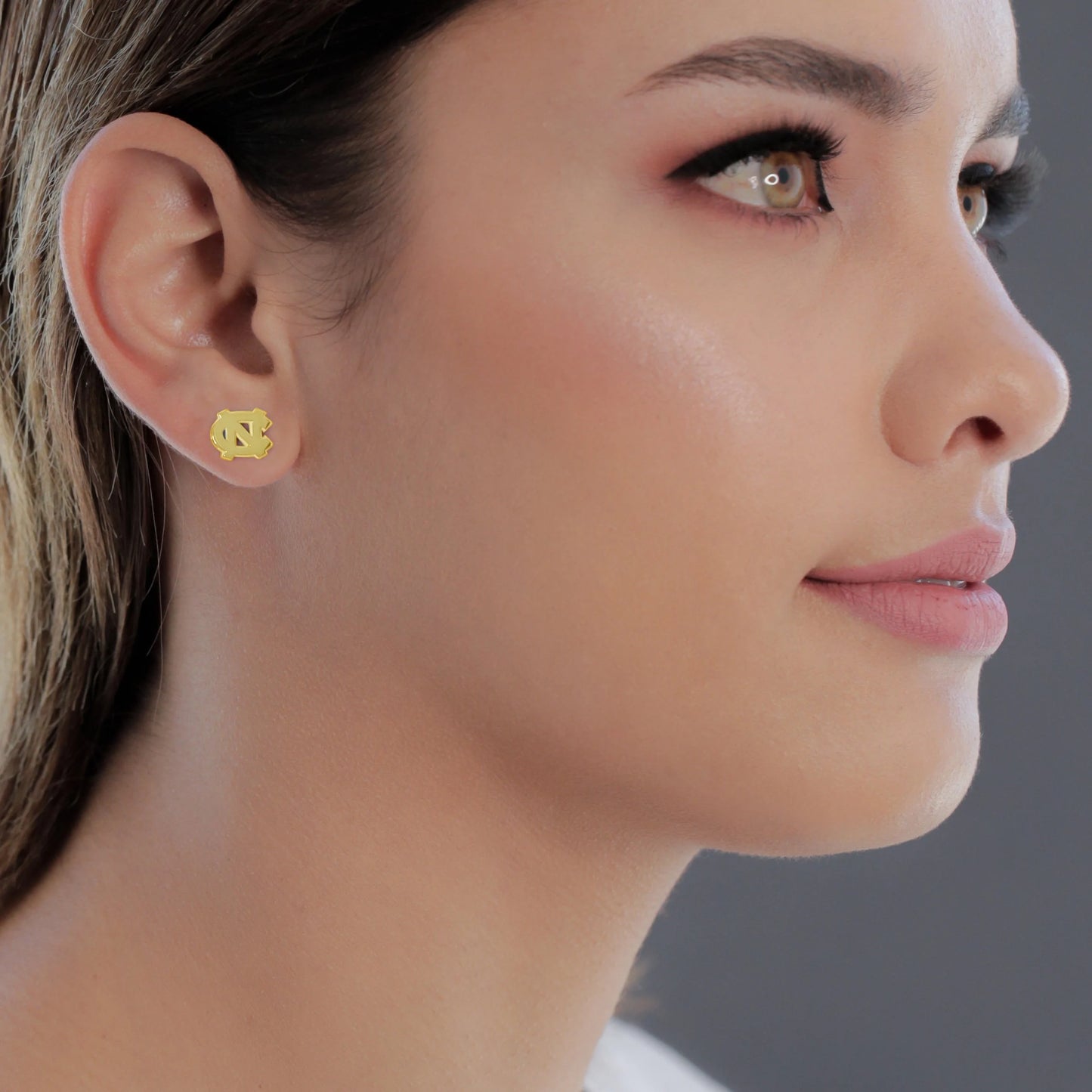 Carolina Tar Heels Interlock Gold Plated Stud Earrings by Dayna Designs