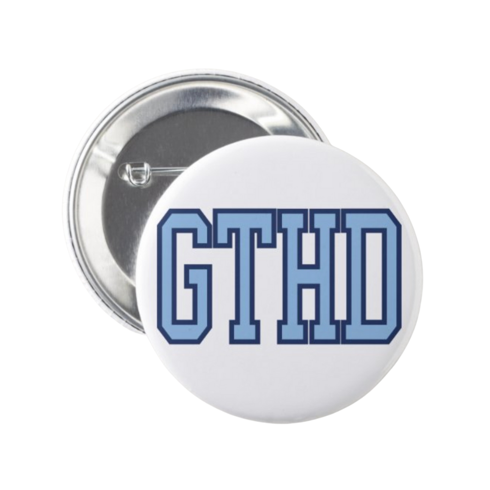 GTHD in Carolina Blue Button Pin by Shrunken Head Brand