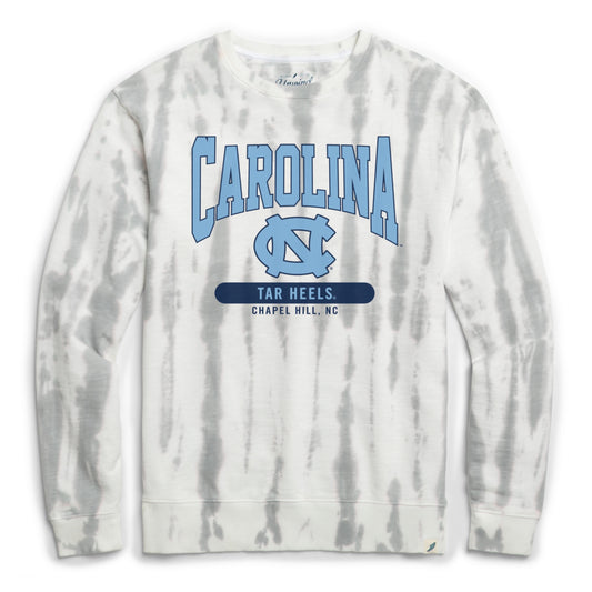 UNC Tie Dye Crewneck Sweatshirt in Grey and White Limestone