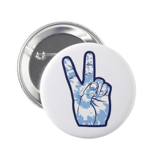Carolina Blue Peace Sign Button Pin by Shrunken Head Brand