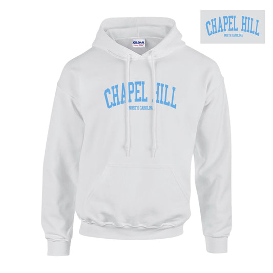 Chapel Hill North Carolina Adult Hoodie in White
