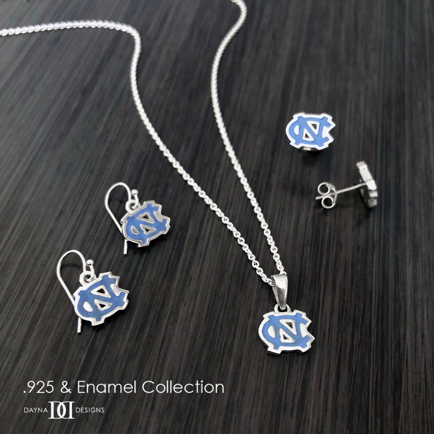 Carolina Tar Heels Interlock Carolina Blue Enamel Pendent Necklace by Dayna Designs