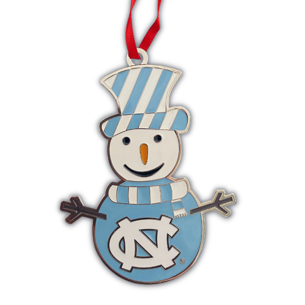 UNC Tar Heels Snowman Metal Ornament