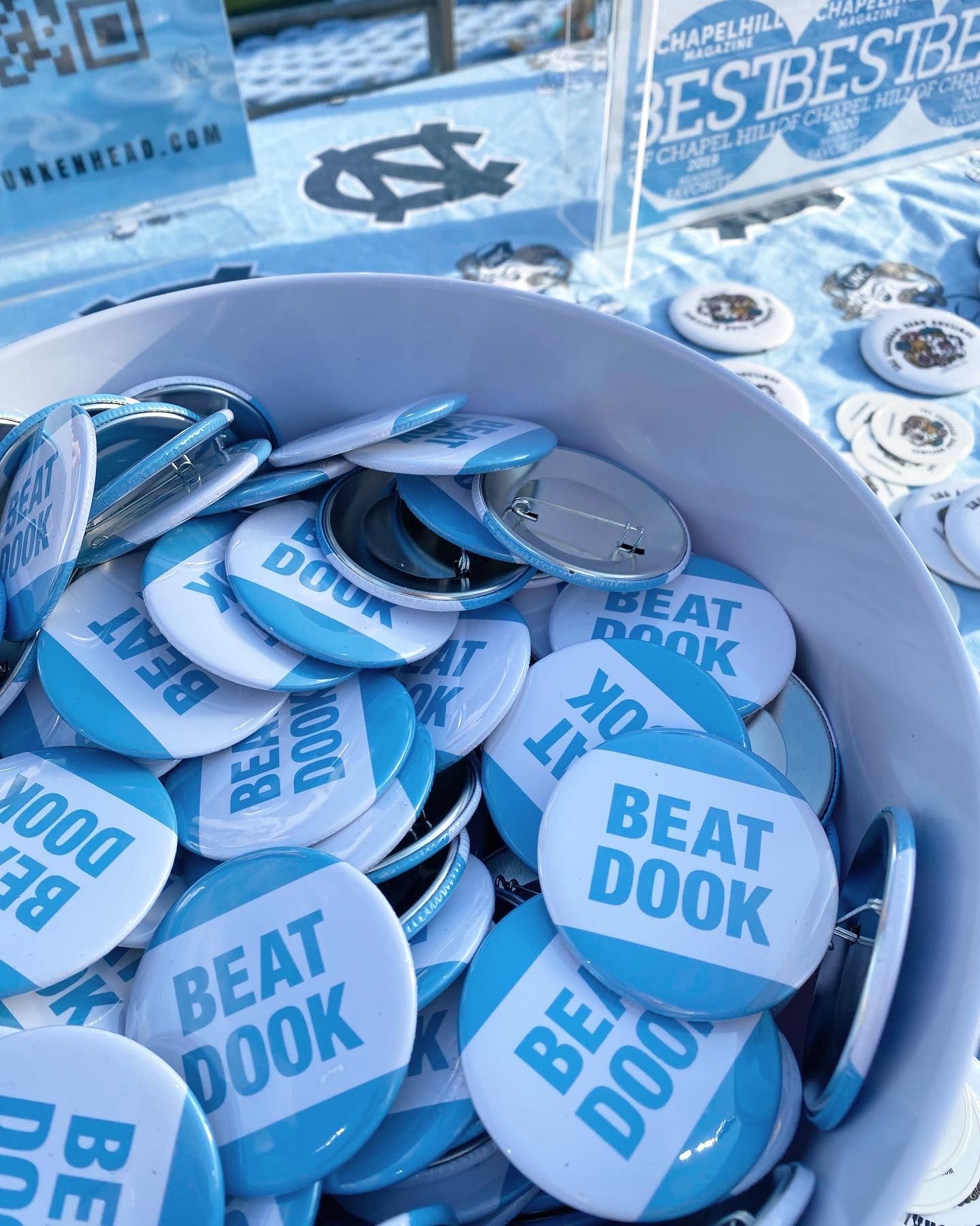 Beat Dook Button Pin for North Carolina Tar Heels Fans by Shrunken Head Brand