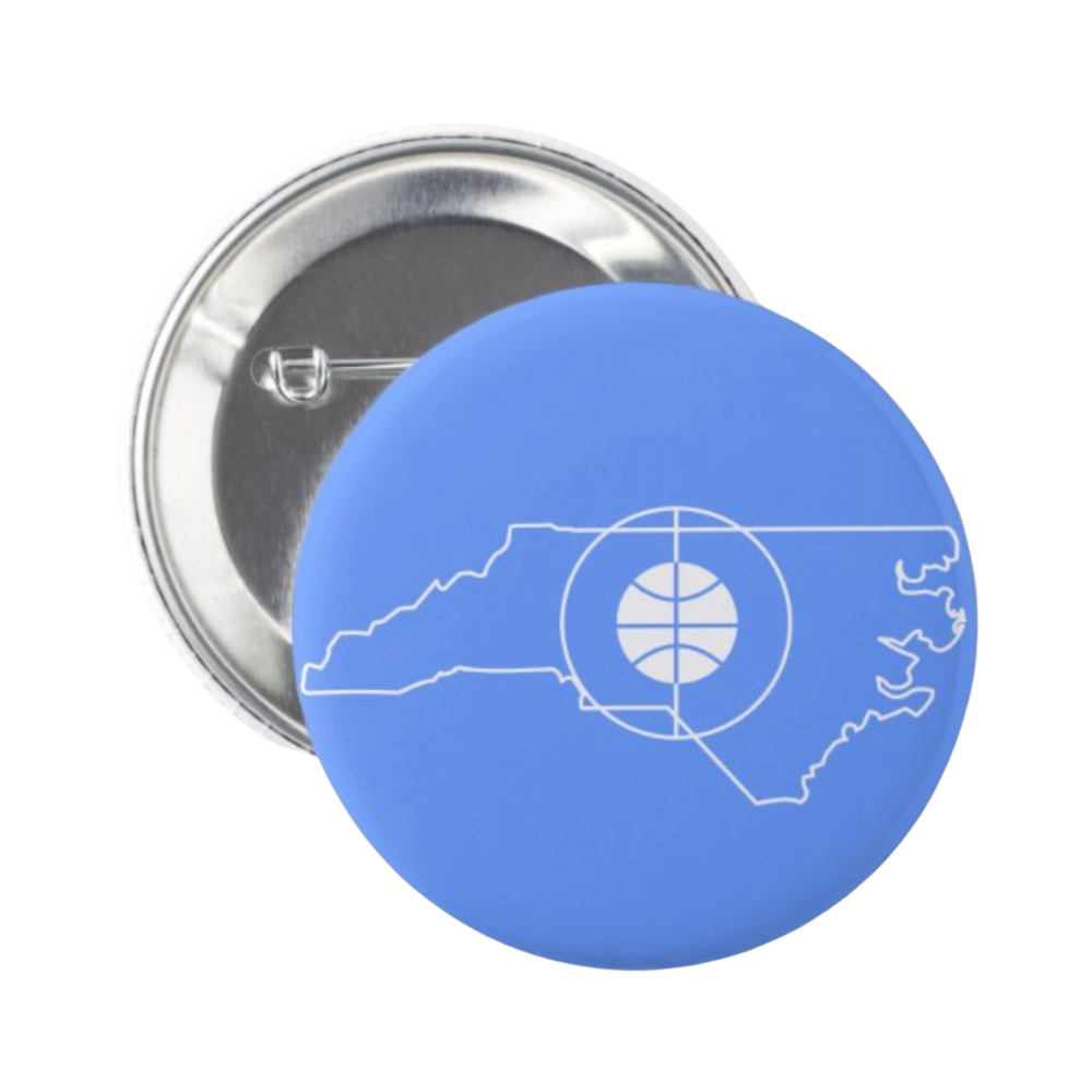 UNC Basketball Court Button Pin in Carolina Blue by Shrunken Head Brand