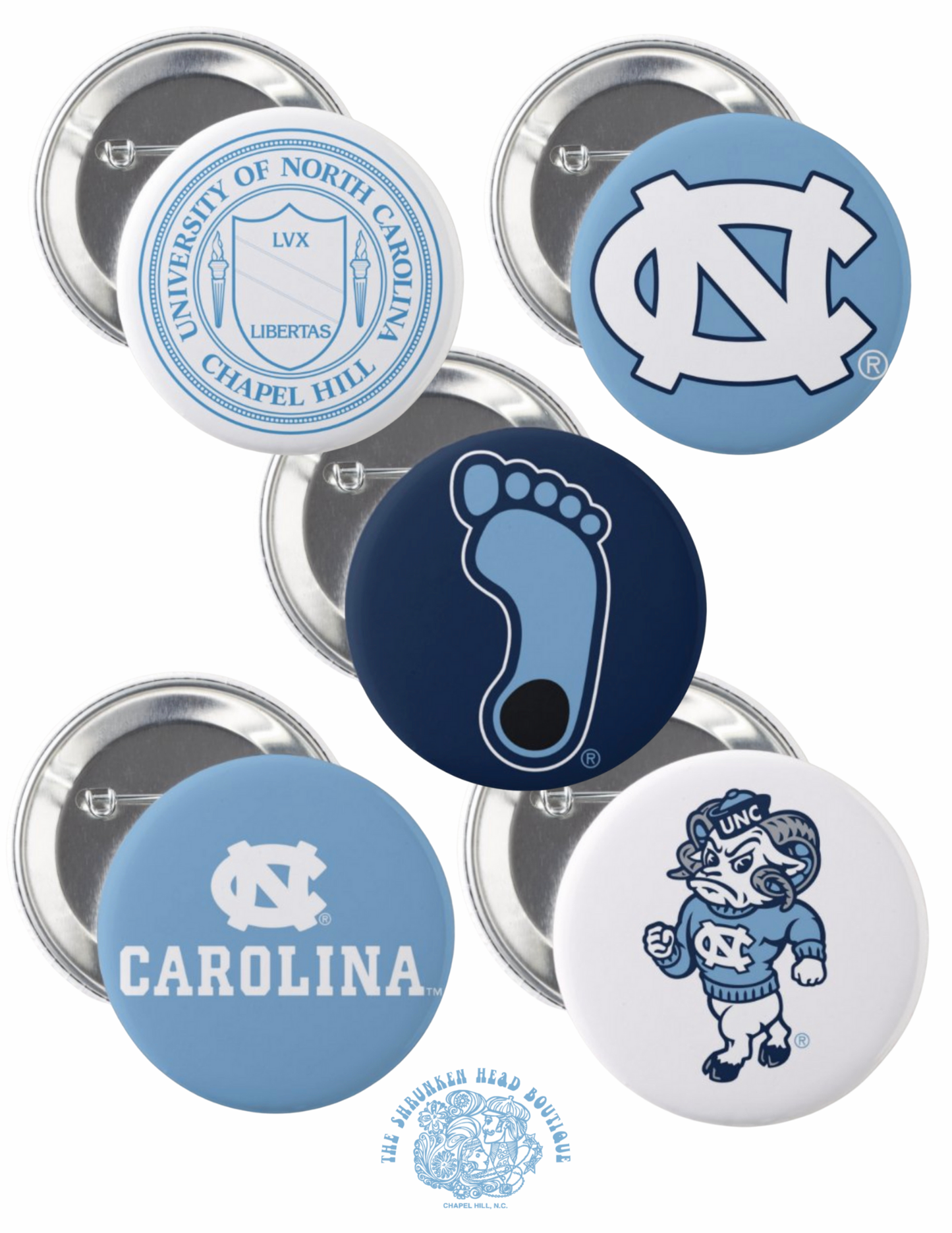 UNC Collegiate Pin Collection from Shrunken Head