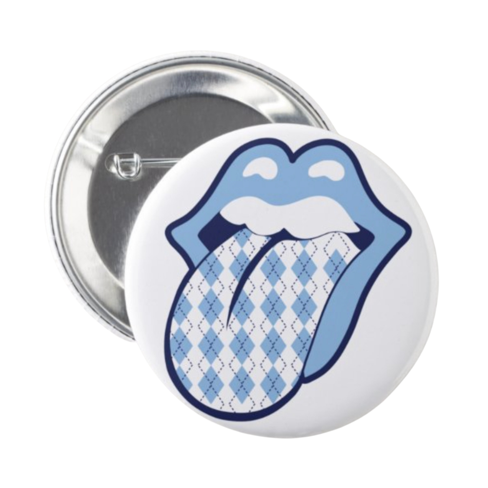 Argyle Carolina Tongue Button Pin by Shrunken Head Brand