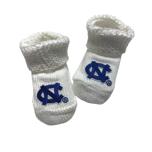 UNC Booties in White with Navy NC