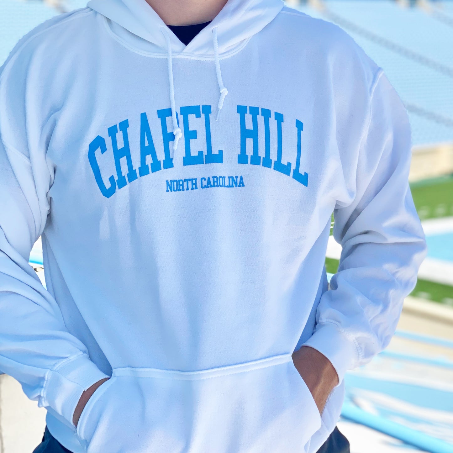 Chapel Hill North Carolina Adult Hoodie in White