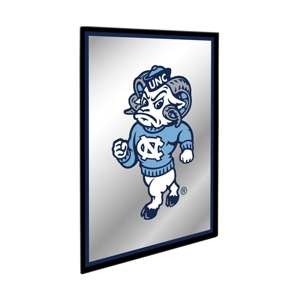 North Carolina Tar Heels: Mascot - Framed Mirrored Wall Sign Navy Edge