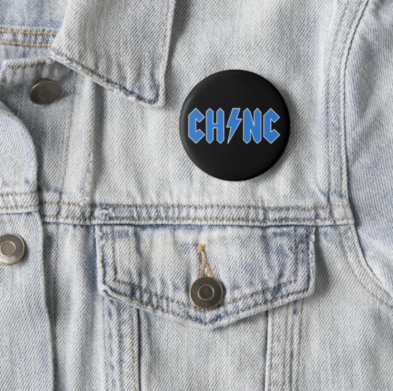 Chapel Hill Rock Font Button Pin by Shrunken Head Brand