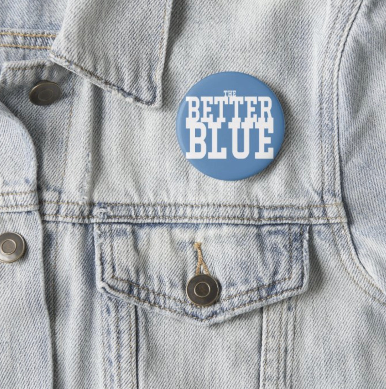 Better Blue Button Pin in Carolina Blue by Shrunken Head Brand