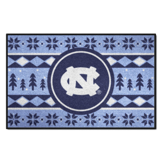 North Carolina Tar Heels Holiday Sweater Starter Mat with NC Logo & Holiday Sweater Art by Fanmats