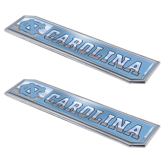 North Carolina Tar Heels Embossed Truck Emblem 2-pk with Primary Logo & Wordmark by Fanmats