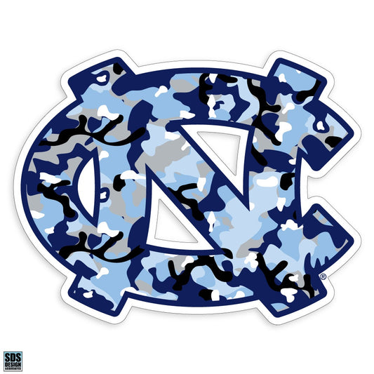 North Carolina Tar Heels Interlock Logo Decal - Carolina Blue Camo