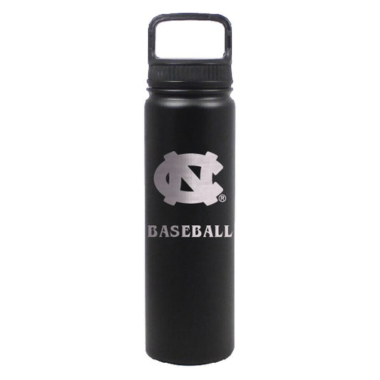 UNC Baseball Water Bottle Stainless Steel Black 24 oz