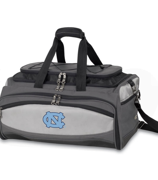 North Carolina Tar Heels - Buccaneer Portable Charcoal Grill & Cooler Tote, (Black with Gray Accents)
