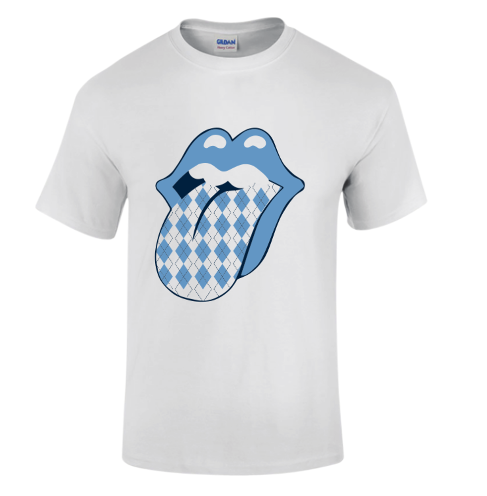 Carolina Blue Lips and Argyle Tongue T-Shirt Rolling Stones