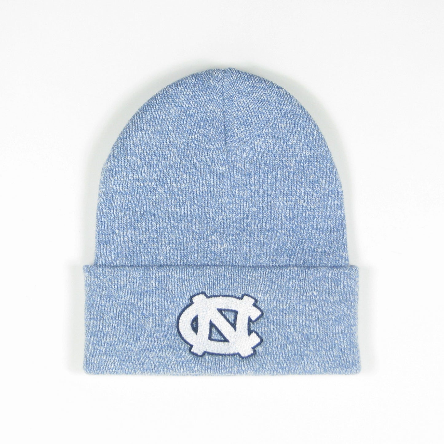 Carolina Blue Cuffed Unisex Beanie with UNC Logo in White Embroidered 