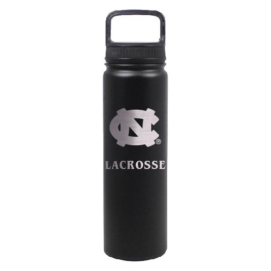 UNC Lacrosse Water Bottle Stainless Steel Black 24 oz