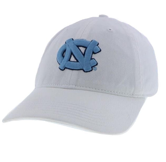 UNC Hat in Champ White Carolina Blue Logo Adjustable Back
