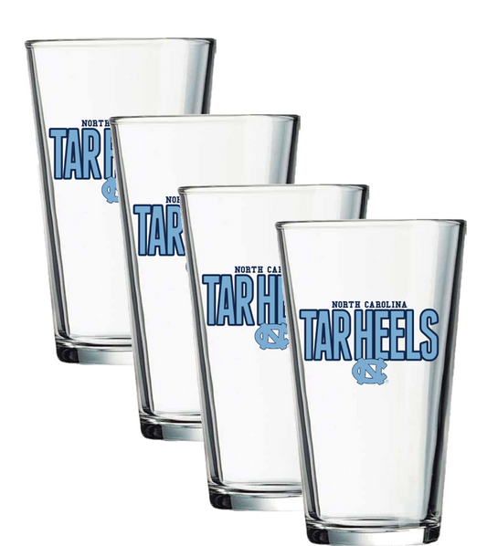 North Carolina Tar Heels Pint Glass Set of 4