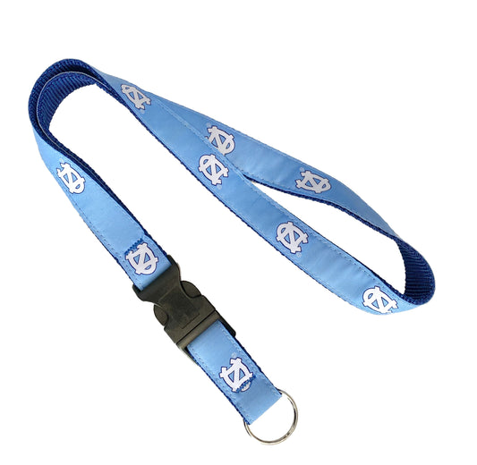 UNC Lanyard with Keychain Release Clip in Carolina Blue Embroidery