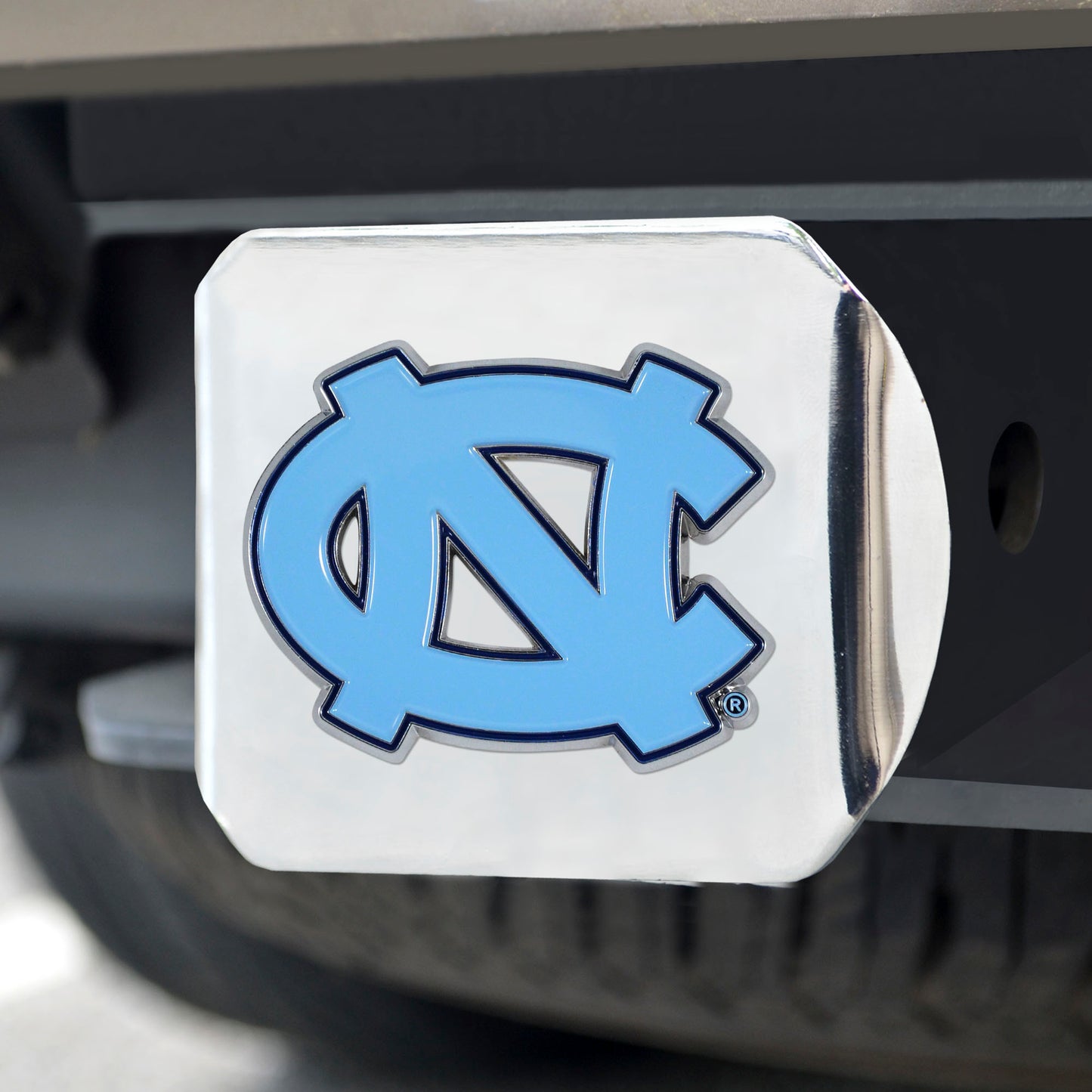 North Carolina Tar Heels Color Hitch Cover - Chrome with NC Logo by Fanmats