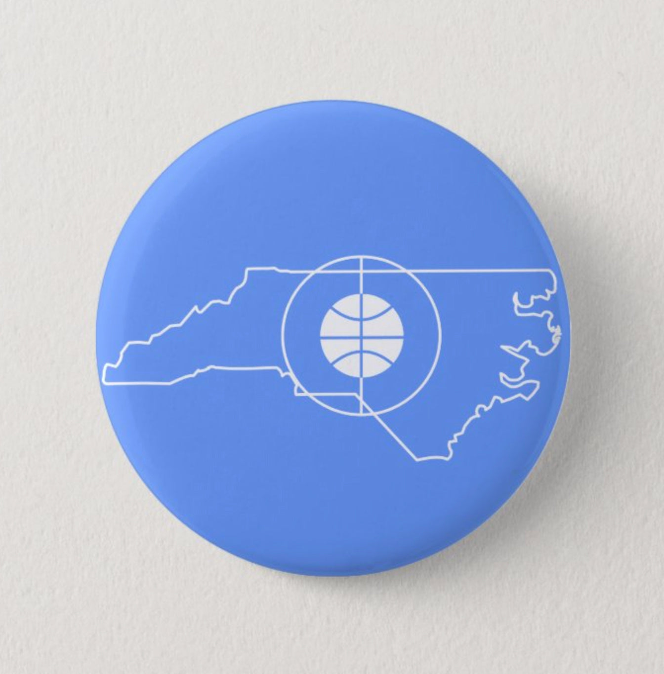 UNC Basketball Court Button Pin in Carolina Blue by Shrunken Head Brand