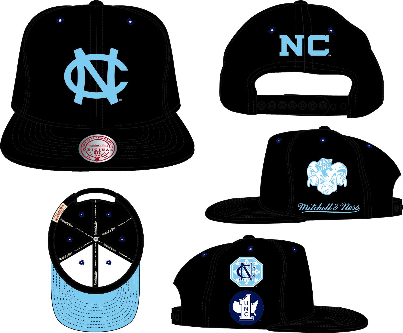 North Carolina Tar Heels Retro Hoop Snapback Hat