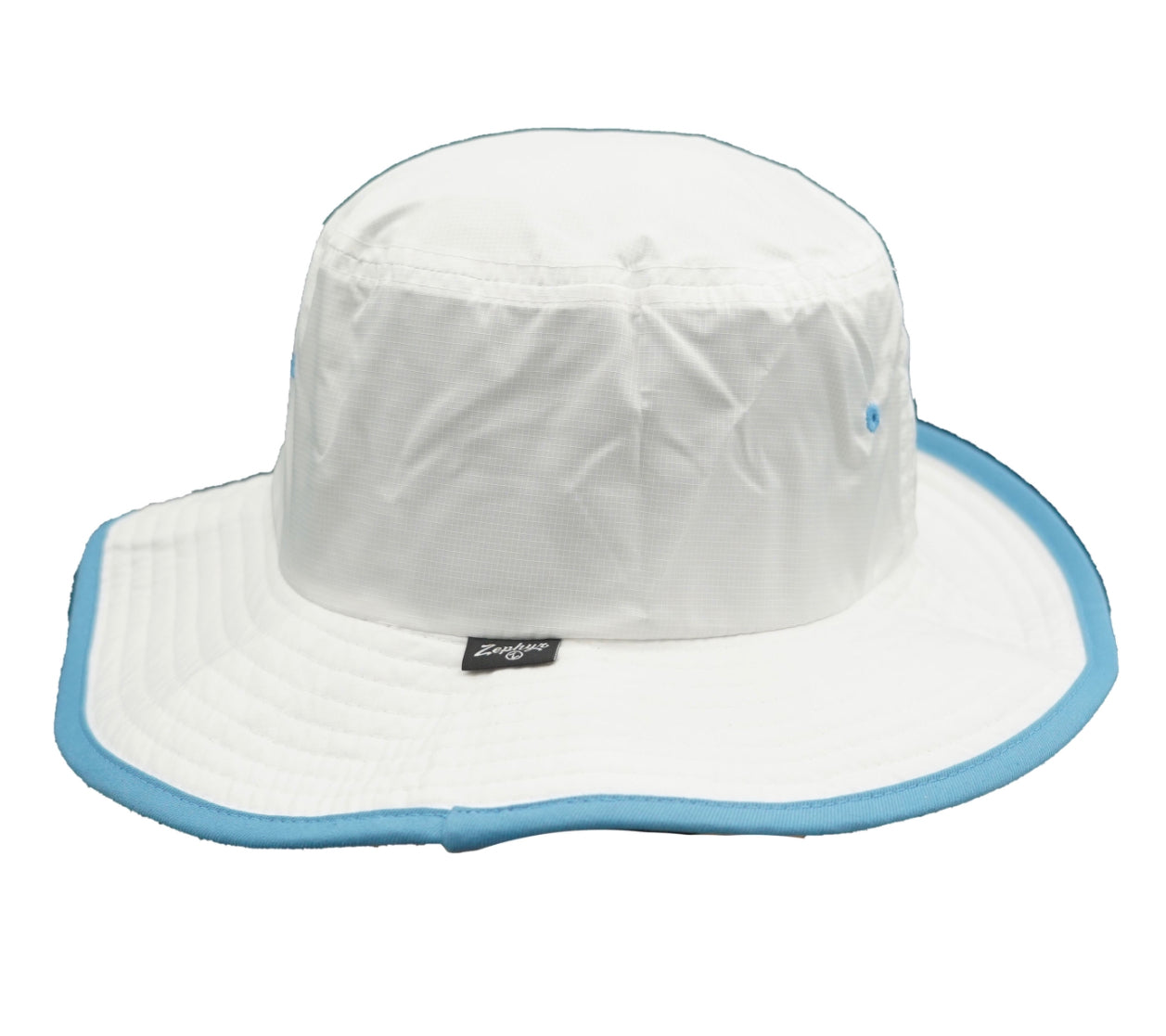 White and blue store bucket hat