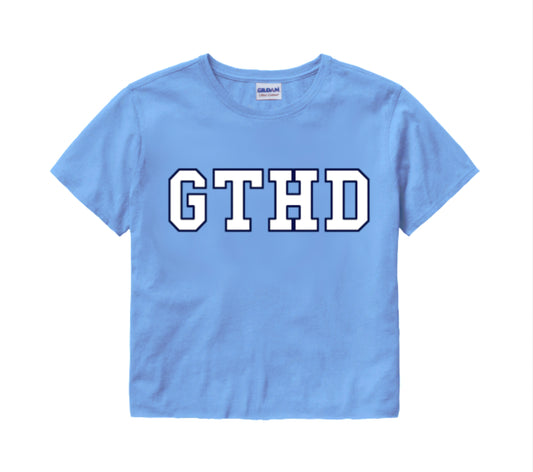 UNC Crop Top Carolina Blue with GTHD Design